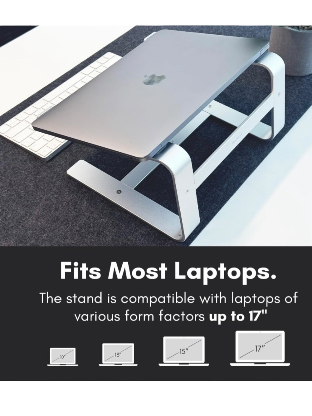 MACALLY Aluminum Laptop Stand for 10” to 17” Laptops